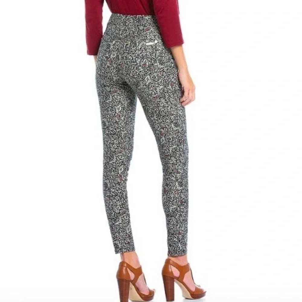 MICHAEL Michael Kors Boho Black Batik Print Stretch Knit Twill Leggings Size M